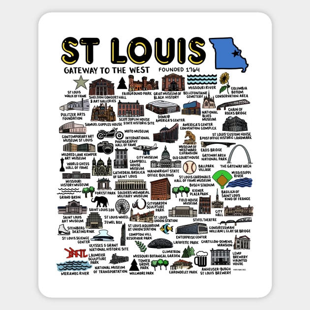 St Louis Map Sticker by fiberandgloss